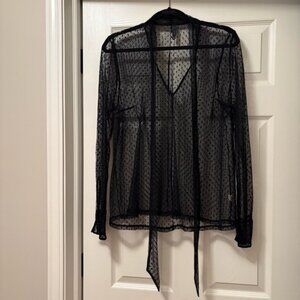 Sheer Black Polka Dot Blouse